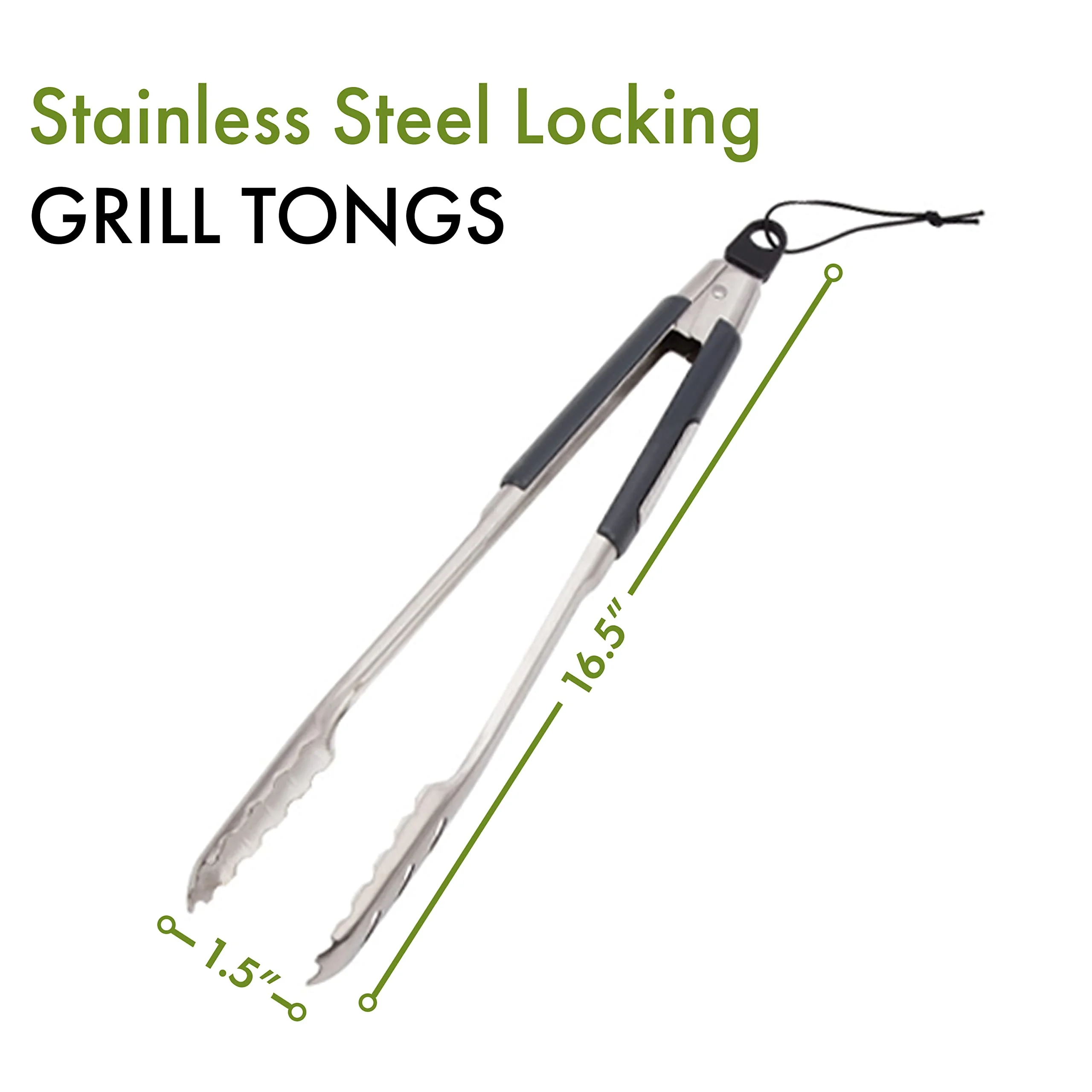 Cuisinart Stainless Steel Grill Locking Tongs, Scalloped Gripping Edge