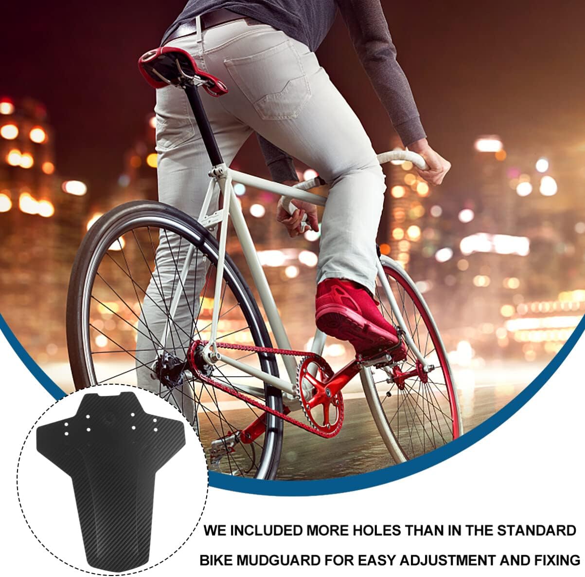 Toyvian 3D Carbon Fiber Universal Mud Flaps Carbon Fiber Accessories Road Bike Se Bike Motorcycle Accessories Bike Wings Mudguard Engineering Plastic Rear -