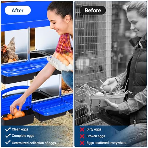 Chicken Nesting Box, 10 Hole 2 Layer Hen Nest Box with Legs, Roll Away Eggs Laying Boxes,Cleanable Pull Out Hen Roosting Boxes