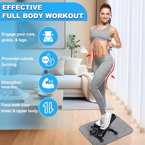 TOPMAJOR Steppers for Exercise at Home with 330 lbs Weight Capacity, Resistance Bands & Non-Slip Mat for Full Body Workout, Adjustable Height Hydraulic Stepper with LCD to Monitor Steps & Time