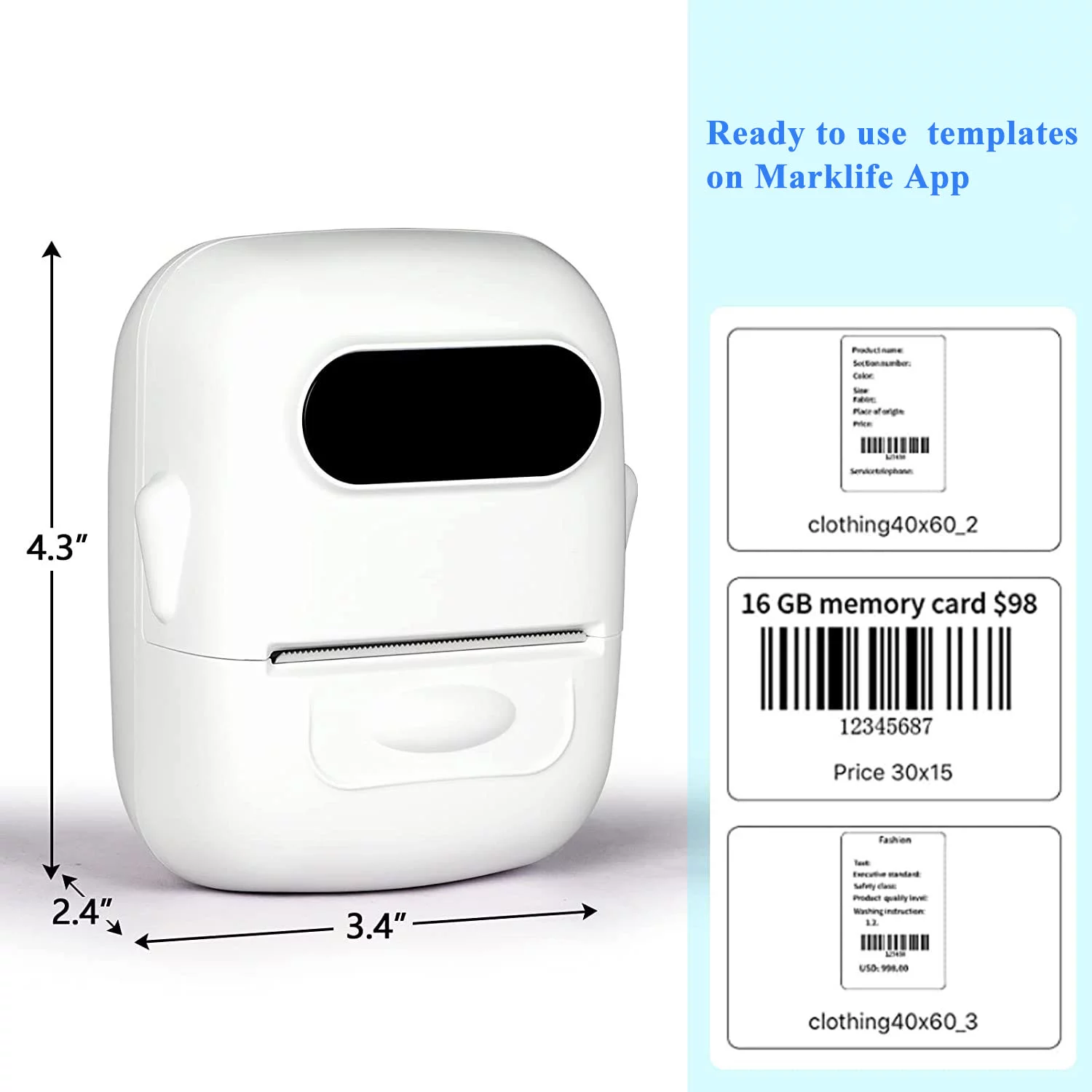 Mini Bluetooth Printer Compatible with Android and iOS Phone Bill Labeling Office Cable Retail Tag Barcode P50 Maker Machine