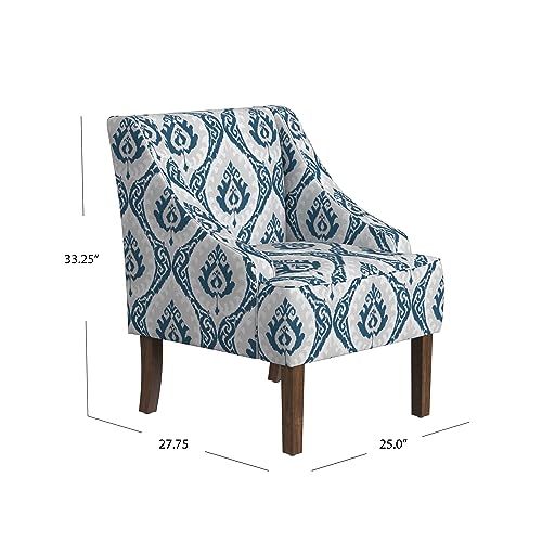 HomePop Velvet Swoop Arm Accent Chair, Suri Blue