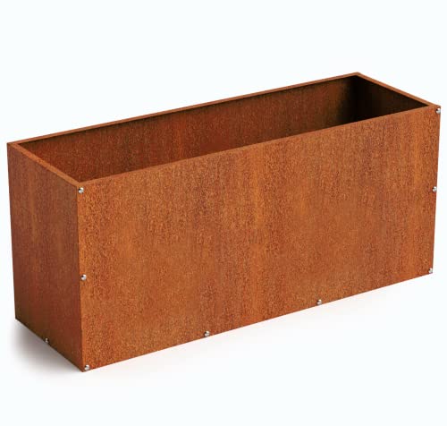 DIY CARTEL Corten Steel Cube Outdoor Planter Box, Rustic & Modern Farmhouse Design, Large Raised Metal Garden Bed for Commercial & Residential Use (12in x 12in x 12in)