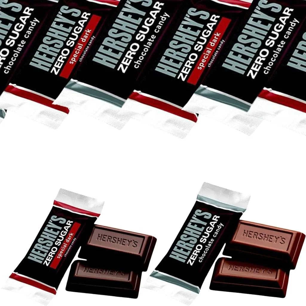 Hershey's Sugar Free MILK Chocolate And SPECIAL DARK Miniature Bars -54 Pieces Milk/Caramel Chocolate with Zero Sugar - Assorted VALENTINE'S DAY Gift box (1 LB., SPECIAL DARK/MILK)