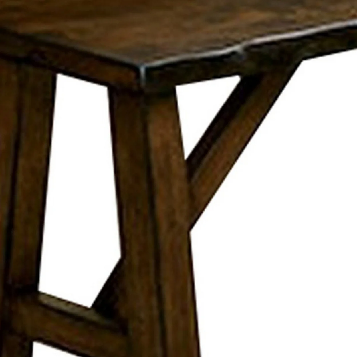 Naef 54 Inch Wood Dining Bench Walnut Brown Live Edges Angled Legs - Saltoro Sherpi