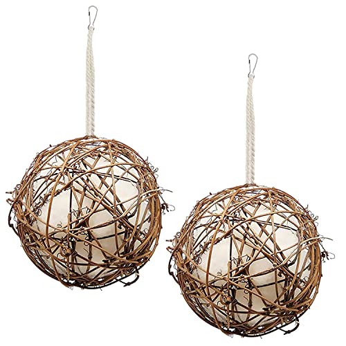 Gute Globe Hummingbird Nesters, Hummingbird Nesting Houses Set of 2, Bird Nesting Materials Holder, Refillable Balls Bird Nesting Station for Outdoor Wild Birds Wrens Finches Parrot (Small)