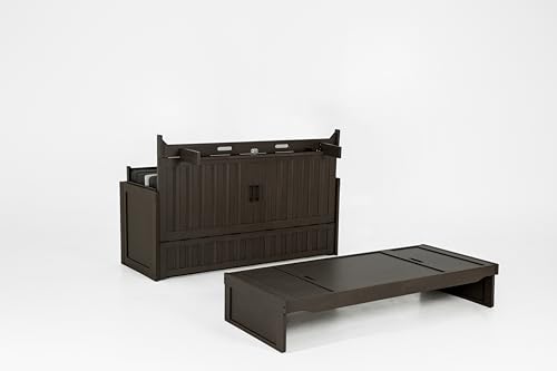 NIGHT & DAY Furniture Murphy Cube Cabinet Bed (White, Queen)