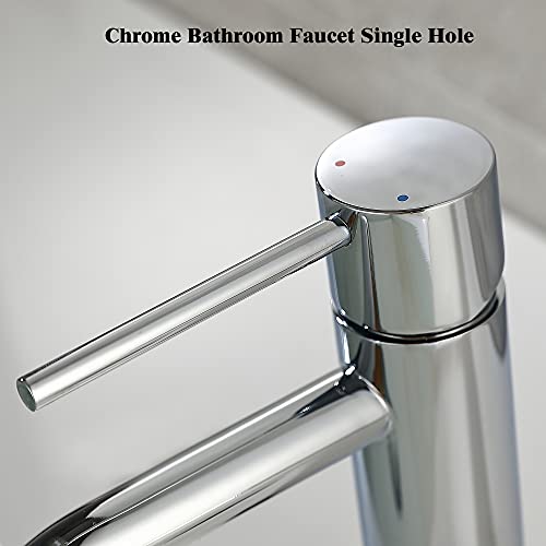 Brushed Gold Vessel Sink Faucet with Pop Up Drain and Supply Lines, Stainless Steel Gold Vanity Faucet Single Hole, JXMMP Single Handle Bathroom Faucet Gold, JXM1001BG