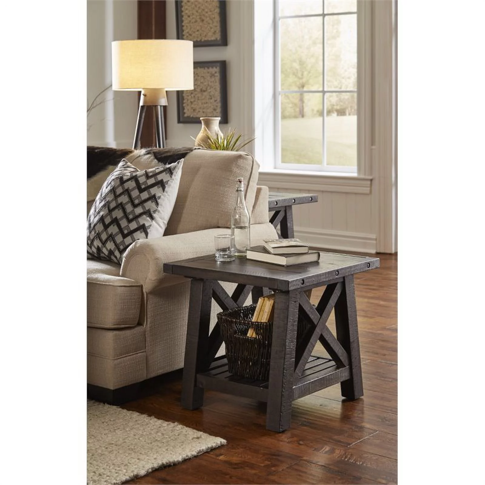Bowery Hill Modern styled Black Finish Solid Wood Side Table