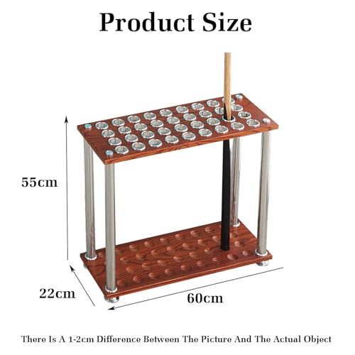 Billiard Cue Stand & Rack - Holds 36 Cues, Floor Stand Pool Cue Holder for Game Room & Club - Essential Billiard Accessories, Stylish Brown Finish