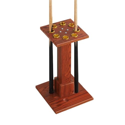 Durable Freestanding Wooden Pool Cue Rack, 8 Cue Capacity Billiard Floor Stand for Home, Club & Game Room, Stylish Walnut Finish, 30x55x24cm