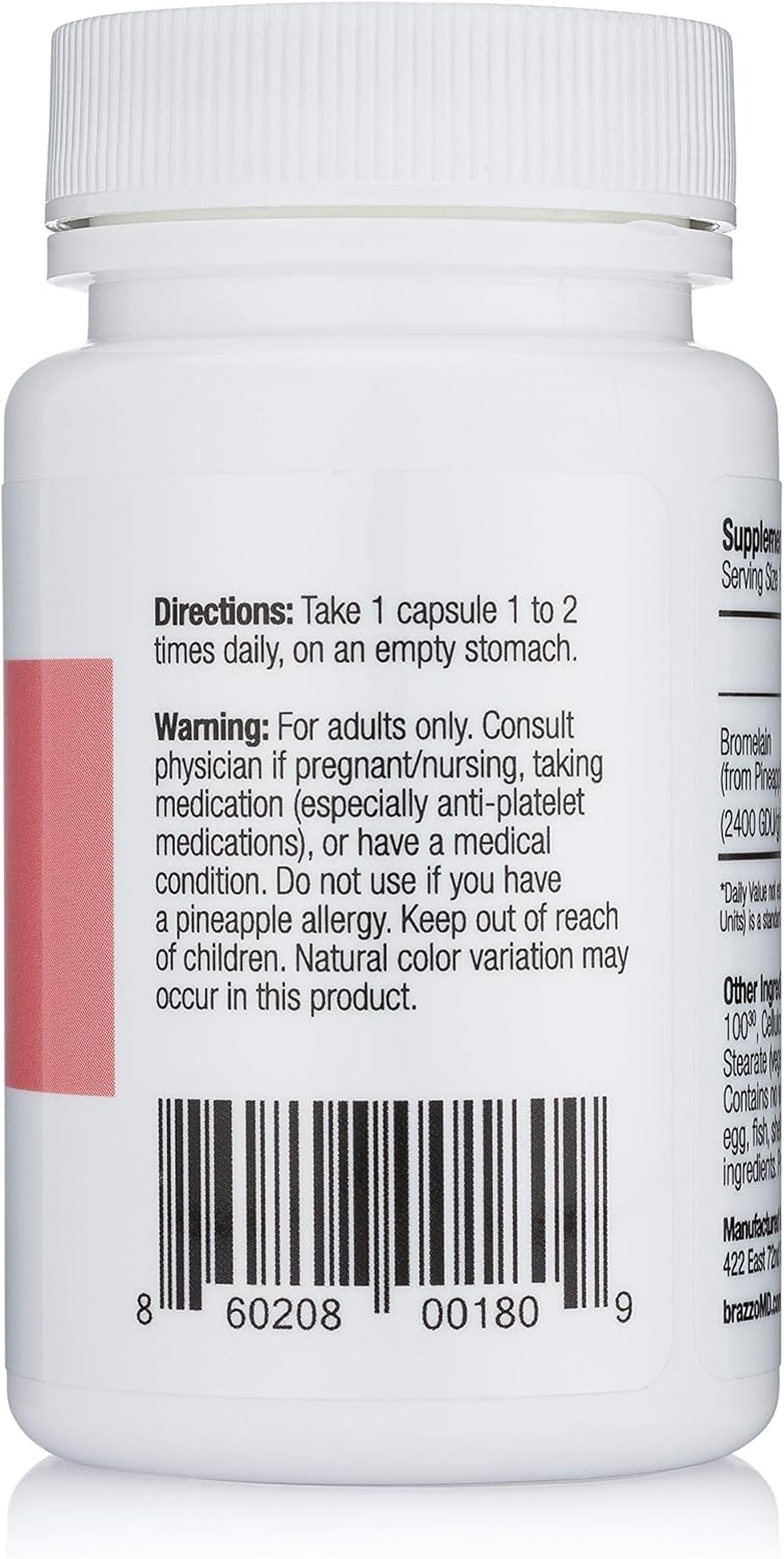 brazzoMD Bromelain with Arnica Tablets, 60 tablets, Plastic Surgeon developed to assist in natural healing Pack of 2