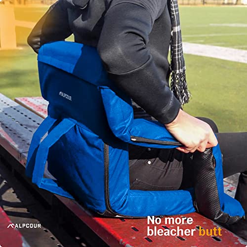 Reclining Stadium Seats for Bleachers with Back Support – Wide Bleacher Chair Cushion, Armrests, Large Pockets, and Multiple Safety Features – Best Stadium Seat Chairs for Camping, Kayak Backs & More