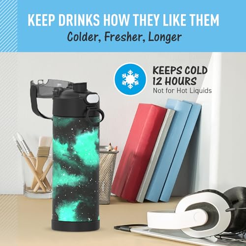 THERMOS FUNTAINER 16 Ounce Stainless Steel Vacuum Insulated Bottle with Wide Spout Lid, Apricot