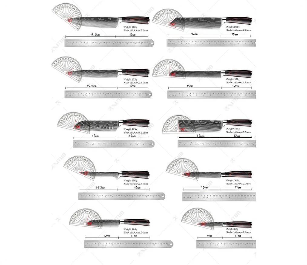 Premium Japanese Chef Knife Set: Laser Damascus Precision and Versatility, Ultimate Kitchen Knife Collection 1-10 Pcs Set with Santoku, Cleaver Chopping Sharp