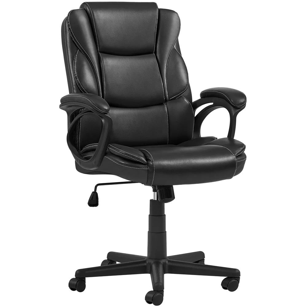 Yaheetech Adjustable PU Leather Executive Chair with High Back, Black