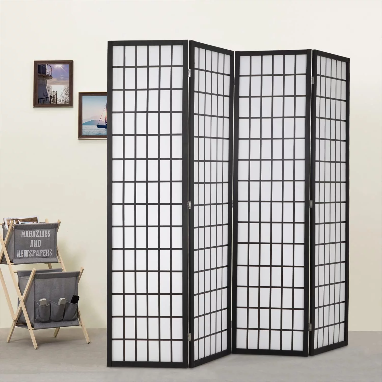 NiamVelo 4 Panel Wood Room Dividers Folding Privacy Screen 71