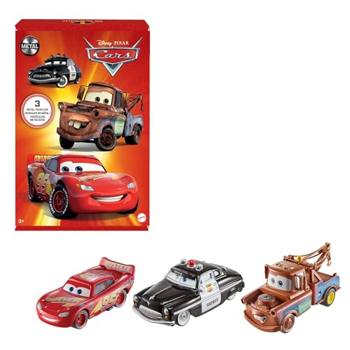Mattel Disney and Pixar Cars Set of 10 Die-Cast Mini Racers Vehicles, Collectible Set of 1:55 Scale Toy Cars Inspired by Movies