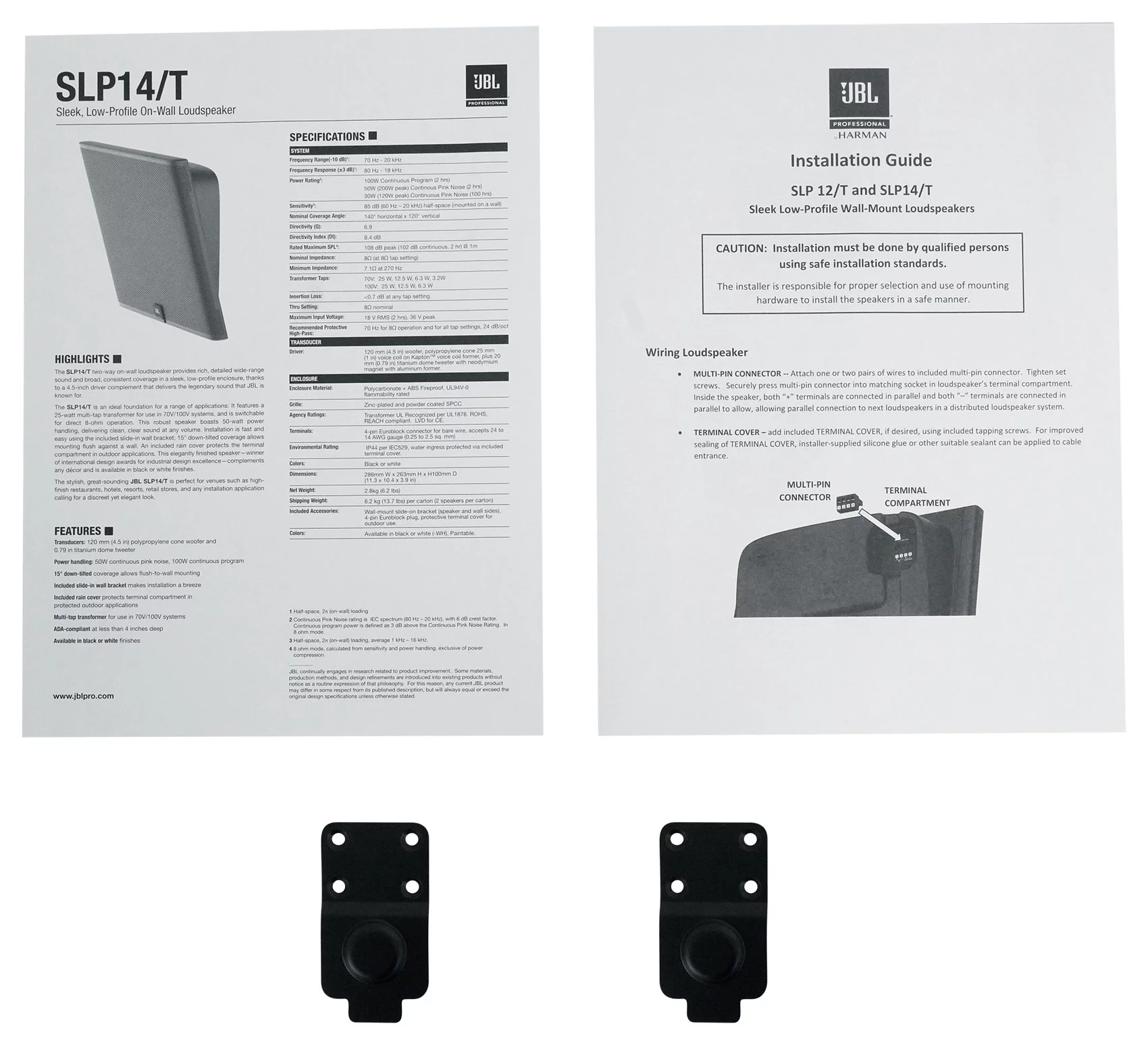 (10) JBL SLP14/T-BK Sleek Low-Profile On Wall Mount 4