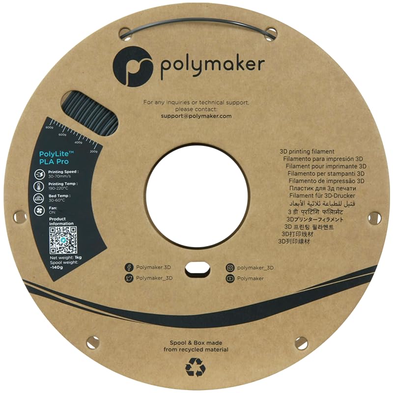 Polymaker PLA PRO Filament 1.75mm 1kg, Tough & High Rigidity White 3D Printing Filament, PolyLite PLA PRO 3D Printer Filament 1.75mm, Print with Most 3D Printers