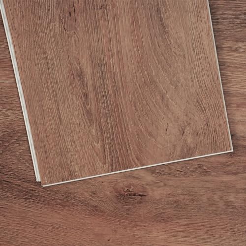 VEVOR Interlocking Vinyl Floor Tiles 48 x 7.3 inch, 10 Tiles 5.5mm Thick Snap Together, Natural Wood Grain Luxury Vinyl Flooring for Bedroom, Living Room, Bathroom (24.5 Sq.Ft/Box)
