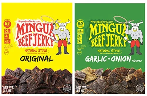 Mingua Beef Jerky - Two Milds + Two Garlic & Onions, 3.5 ounces, 14.0 Ounce