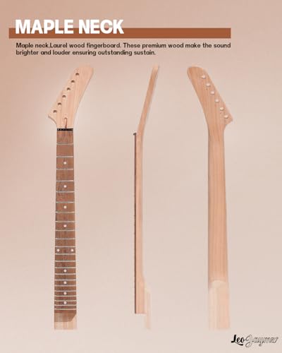 Leo Jaymz DIY Single Cut Electric Guitar Kits with Mahogany Body and Neck - Rosewood Fingerboard and All Components Included (LP Hollow)