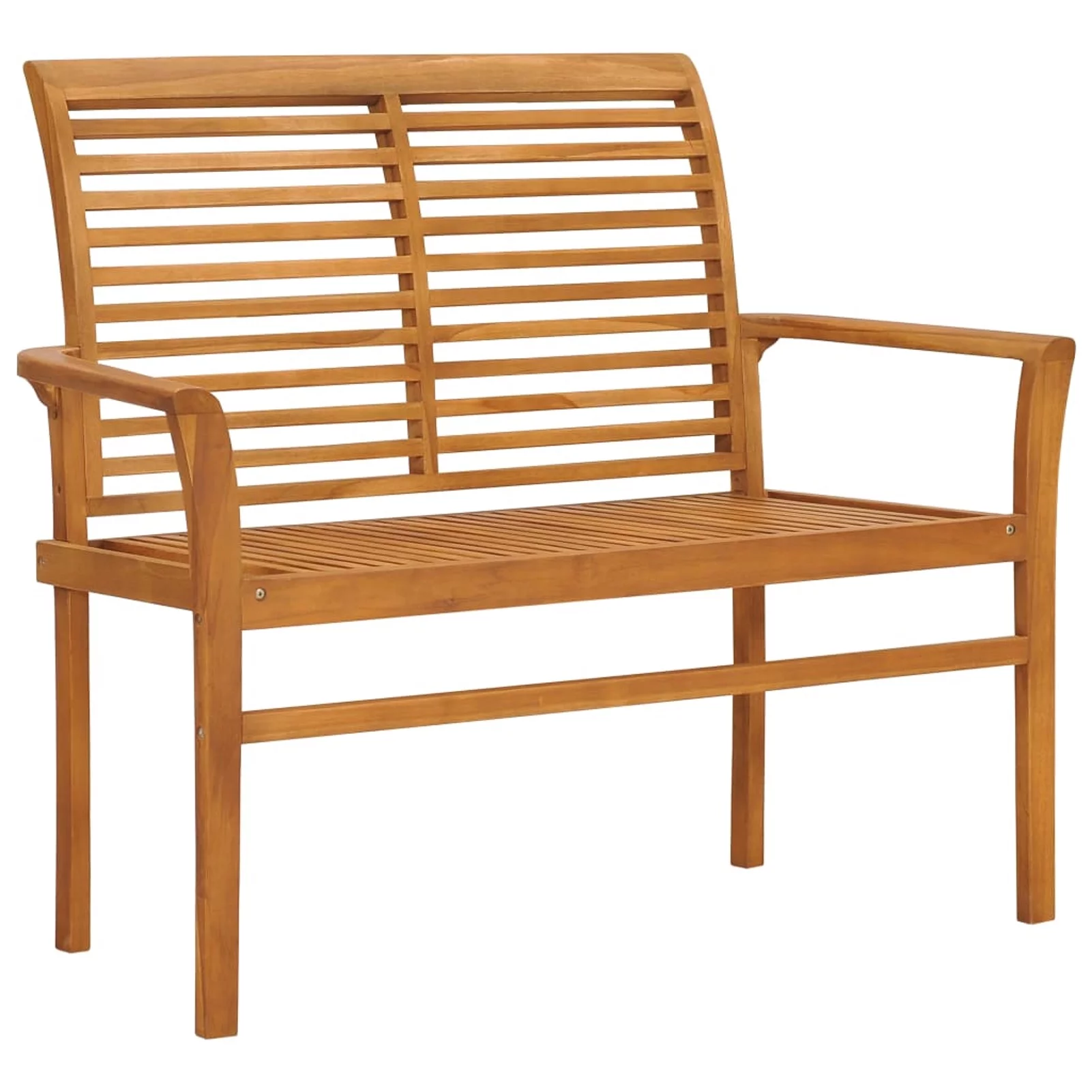 moobody Patio Bench with Taupe Cushion Teak Wood Porch Chair Garden Bench for Garden, Backyard, Balcony, Park, Terrace, Outdoor Furniture 44.1in x 21.7in x 37in