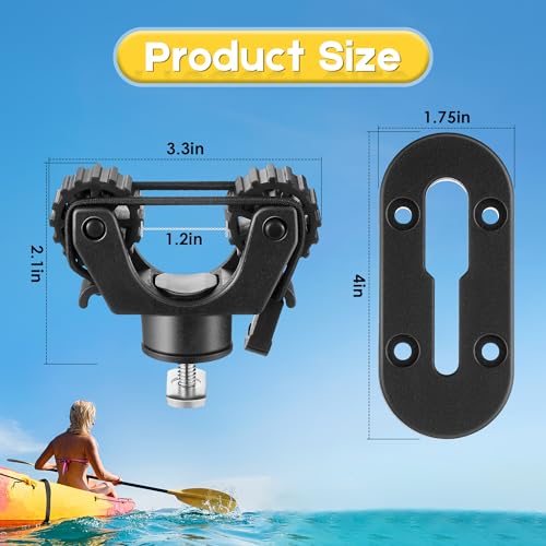 Saillong Kayak Paddle Holder & Kayak Track Kit, Secure Paddle Holder with Elastic Strap, Low Profile Track with Reliable Edges for Fishing Rail Mount Accessories
