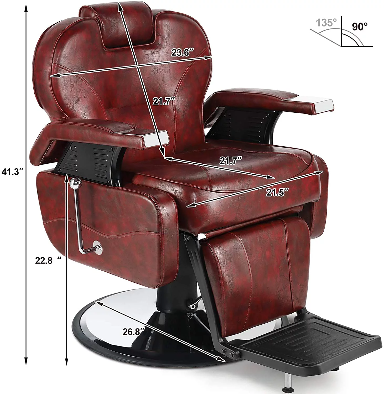 Artist Hand Hydraulic Red Recliner Barber Chair Tattoo Salon Chair for Hair Stylist Heavy Duty Salon Equipment