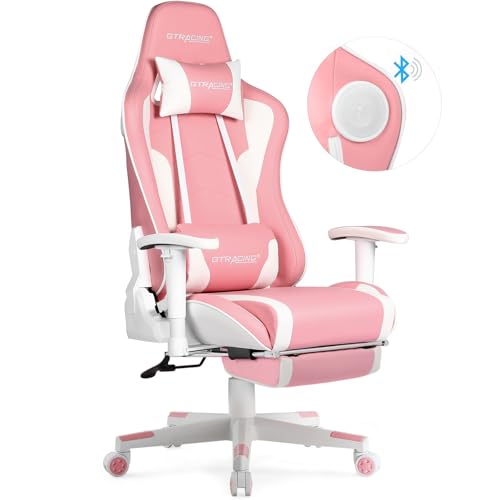 GTRACING Gaming Chair with Footrest Speakers Video Game Chair Bluetooth Music Heavy Duty Ergonomic Computer Office Desk Chair