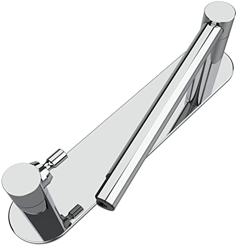 Adhesive Toilet Paper Holder Brushed Nickel Bathroom Double Post Pivoting Toilet Tissue Holder Roll Holder Stick On No Drilling Stainless Steel and Zinc Alloy