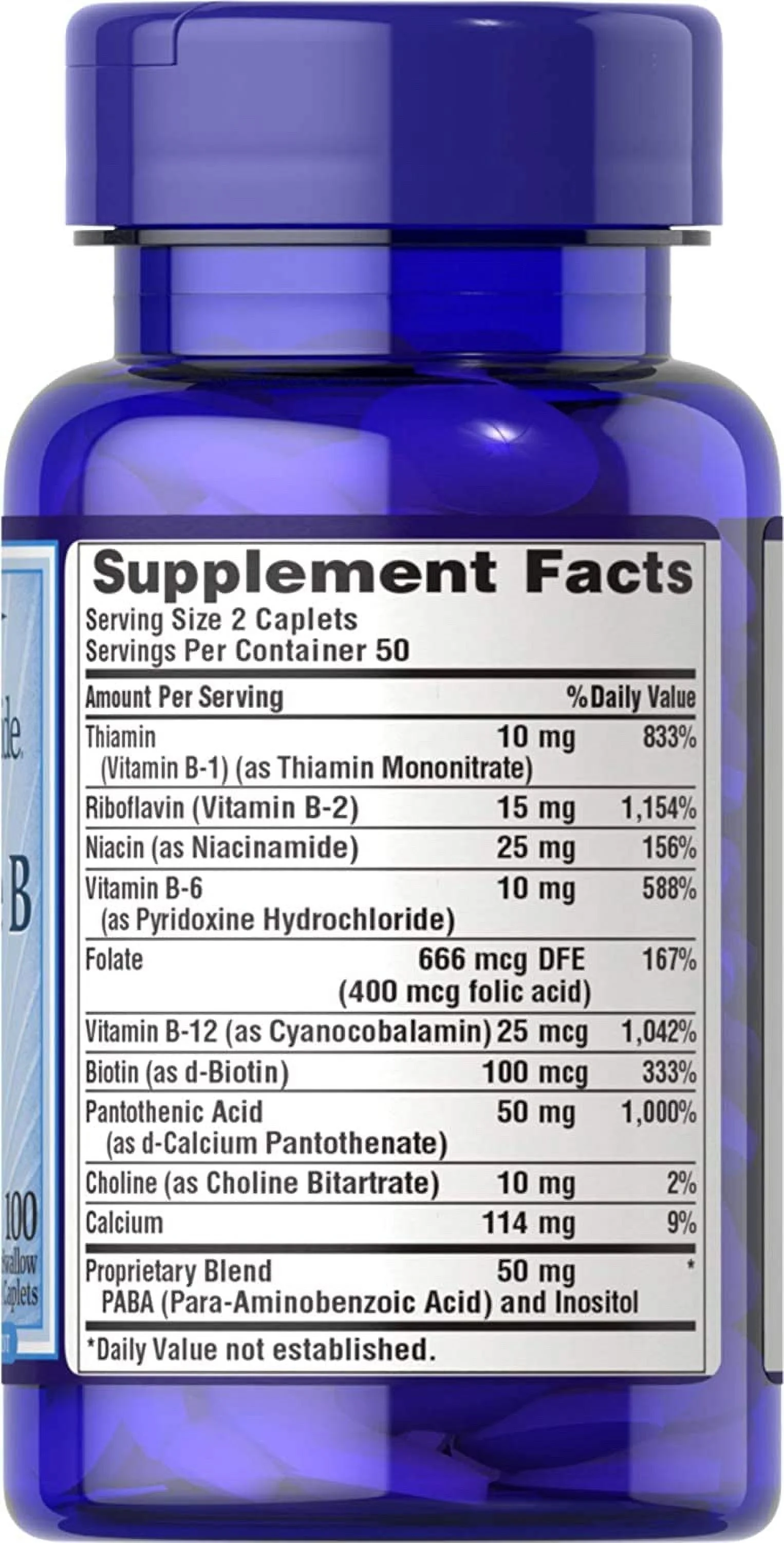 Puritan's Pride Complete B (Vitamin B Complex) - 100 Caplets