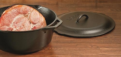 Lodge 5 Quart Cast Iron Double Dutch Oven – Pre-Seasoned – Lid Converts to 10.25