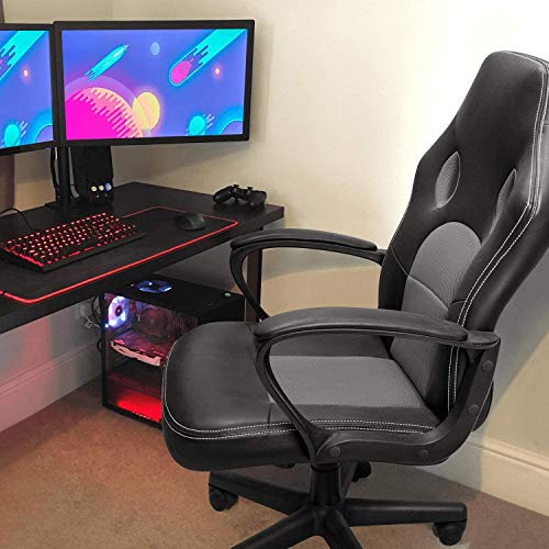 Office Gaming Chair High Back Leather Computer Chairs Ergonomic Height Adjustable Racing Game Desk Chair Executive Conference Task Chair (Blue)