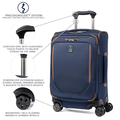 Travelpro Crew Classic Lightweight Softside Expandable Checked Luggage, 8 Wheel Spinner Suitcase, TSA Lock, Men and Women, Checked Large 29-Inch, Patriot Blue