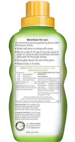 Espoma Organic 8 Ounce Concentrated Indoor! Plant Food - Indoor Plant Fertilizer for Large & Small Plants Like Pothos, Fiddle Leaf Fig, Monstera, Snake & Palms