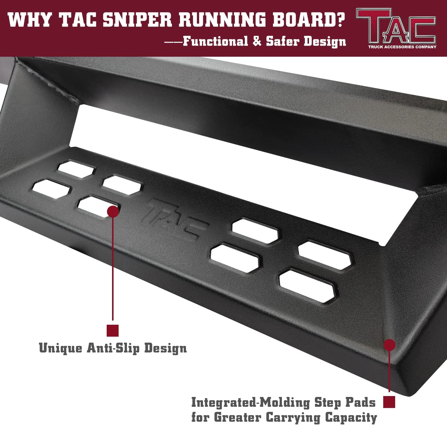 TAC Sniper Running Boards Fit 2007-2018 Silverado/Sierra 1500|2007-2019 2500/3500 Extended/Double Cab (Incl. 2019 Silverado 1500 LD/Sierra 1500 Limited) Truck Pickup 4