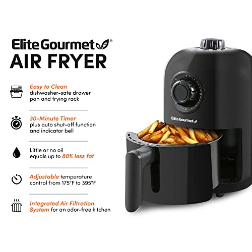 Elite Gourmet EAF0852SS 8.5Qt. Capacity Air Fryer Oven, Air Fry, Broil, Toast, Bake & Broil with Convection, Time and Temperature Controls, 800-Watts, Includes 25 Delicious Recipes, Stainless Steel