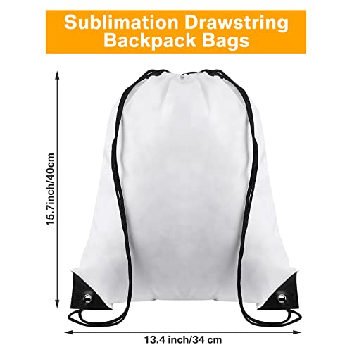Sieral 30 Pcs Blank Sublimation Drawstring Bags Drawstring Backpack Bulk Heat Press Reusable Polyester Sublimation Bags Cinch Sackpack for Gym Sport DIY Craft, White