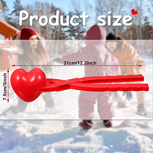 Sumind Heart Snowball Maker Winter Mould with Handle Plastic Heart Snowball Makers Fun Winter Outdoor Clip for Valentine's Day Snow Ball Fights, Outdoor Play Snow Toy