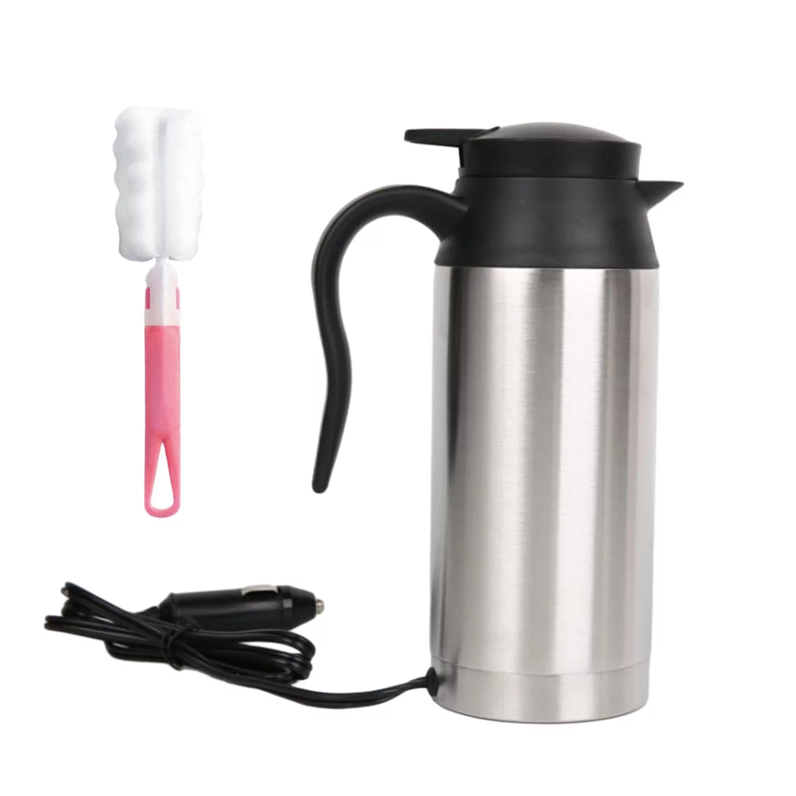 Electric Car Kettle Stainless Steel Coffee Warmer Traveling Cooking Noodles Insulated Heated Mug Car Water Boiler for Father's Gift Camping 24V 200W