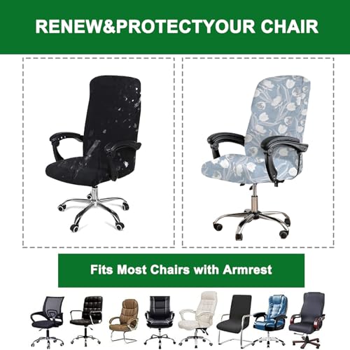 Printed Office Chair Cover Stretch Computer Chair Slipcover Universal Desk Rotating Chair Cover with Zipper Boss Chair Covers Office Chair Seat Cover Armchair Cover Slipcovers,M, 24