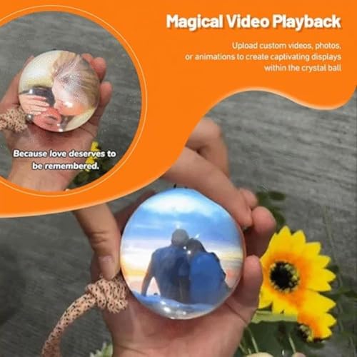 Personalized Memory Orb Ball, 2025 New Memory Sphere Ultrasound Lamp, Memories Lamp Orb, 21in Led Crystal Ball Video Player for Birthday Anniversary, Uploadable Videos & Photos (1PCS Black)