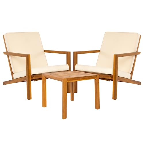 IDZO Heavy Duty 500lbs Weight Capacity Wicker Bistro Table and Chairs Set of 2 with Olefin Fabric Soft Cushions