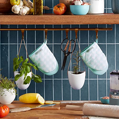 KitchenAid Gingham Cotton Mini Oven Mitt 2-Pack Set, Passion Red, 5.5