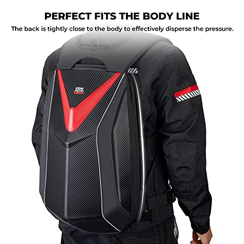 KEMIMOTO Motorcycle Backpack Hardshell Helmet Backpack Expandable Large Capacity Riding Bag Water Resistant Lightweight for Riding Work Gym