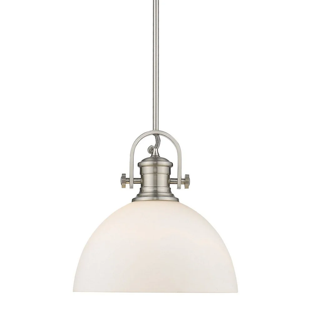 1 Light Pendant-13.13 inches Tall and 13.5 inches Wide-Pewter Finish-Opal Glass Color Bailey Street Home 170-Bel-4158995