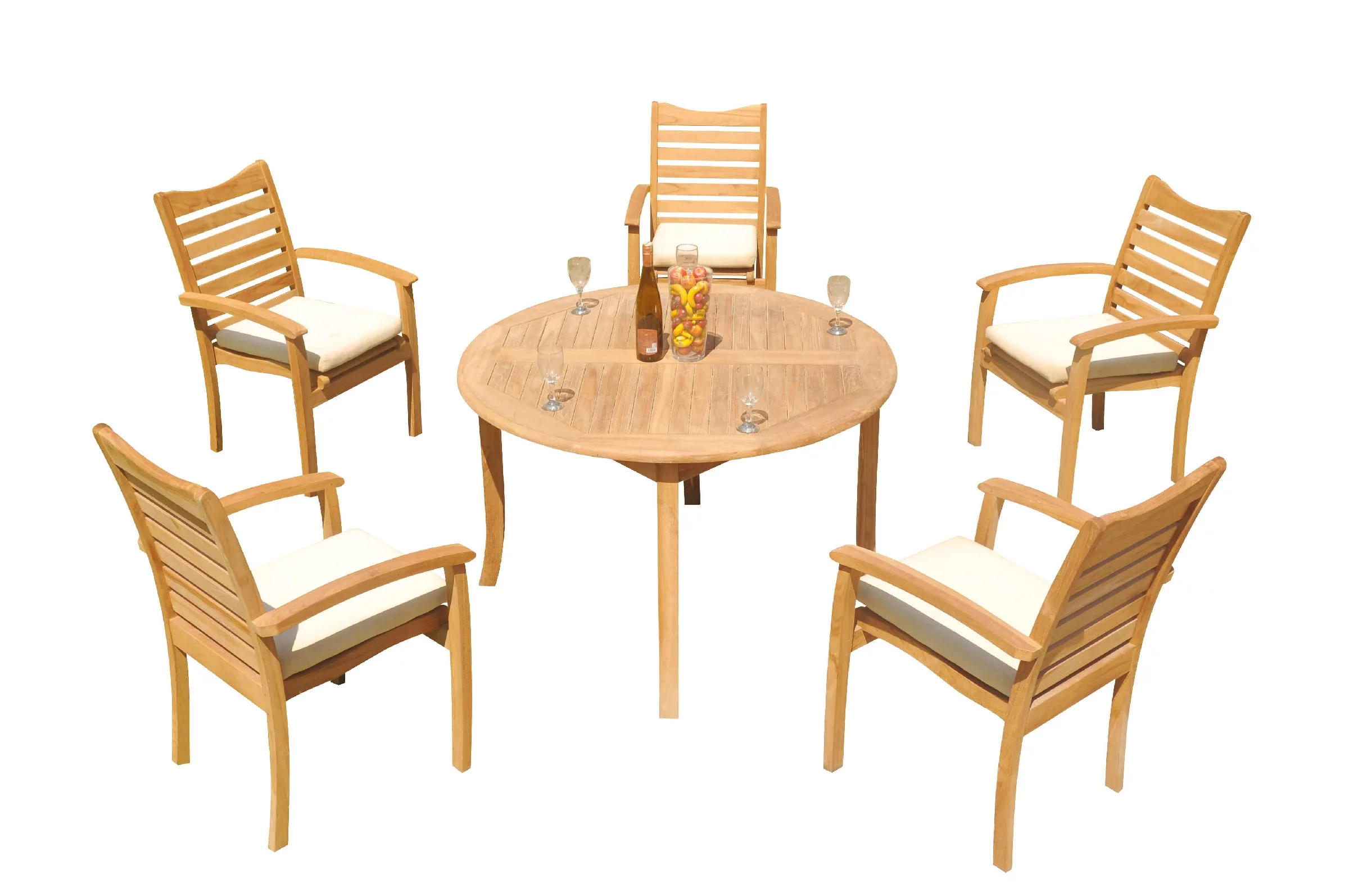 Grade-A Teak Dining Set: 5 Seater 6 Pc: 48