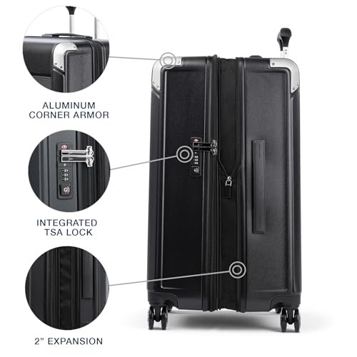 Travelpro Platinum Elite Hardside Expandable Carry on Luggage, 8 Wheel Spinner, TSA Lock, Hard Shell Polycarbonate Suitcase, Metallic Sand, Compact Carry on 20-Inch